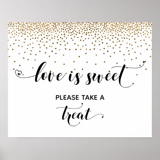 Poster Heart & Gold Love is Sweet Dessert Panneau de tabl (Devant)