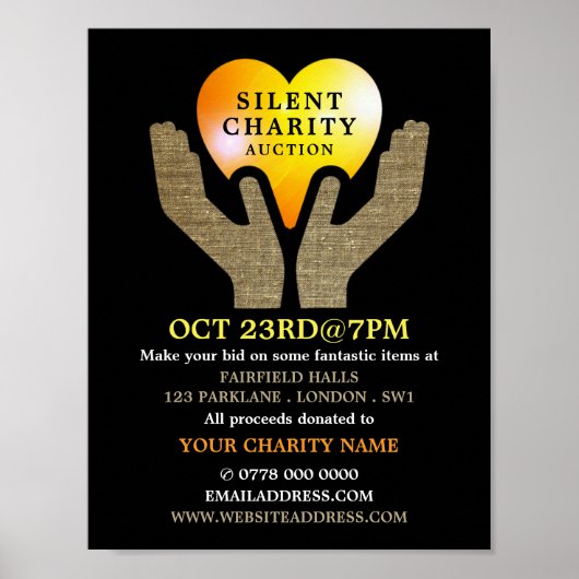 Poster Heart in Hands, Silent Charity Auction Event (Devant)