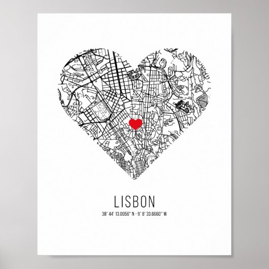 Poster Heart Lisbon City Map (Portugal) (Devant)