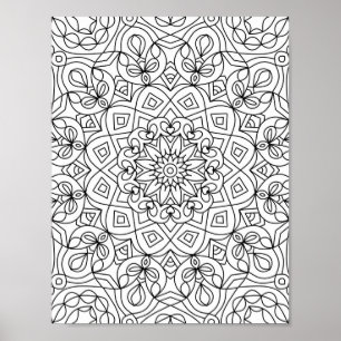 Poster Heart Mandala Adult Coloration Doodle Couleur Ce