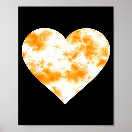 Poster Heart Orange Tie Dye - Cute Valentines Day Graphic (Devant)