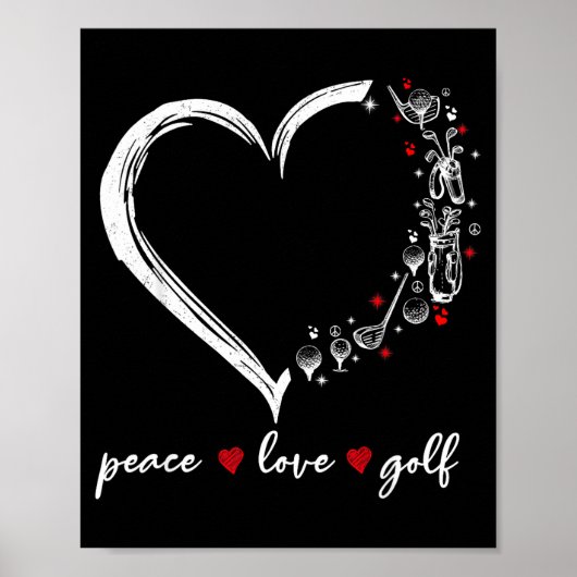 Poster Heart Peace Love Golf Player Srt Lovers Outfit Wom (Devant)