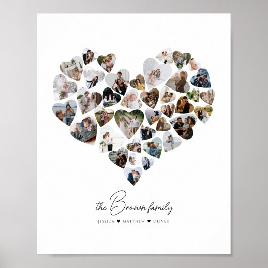 Poster Heart Photo Collage 39 Photos Saint-Valentin (Devant)