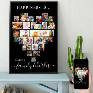 Poster Heart Photo Collage Le bonheur est une famille com