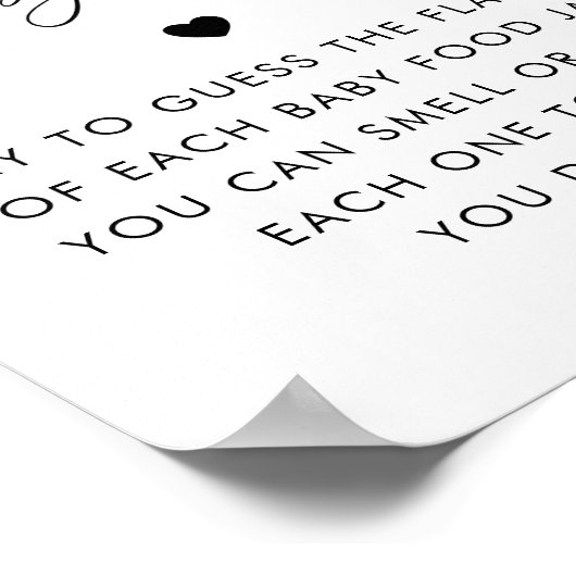 Poster Heart Script Guess the Baby Food Shower Game (Coin)