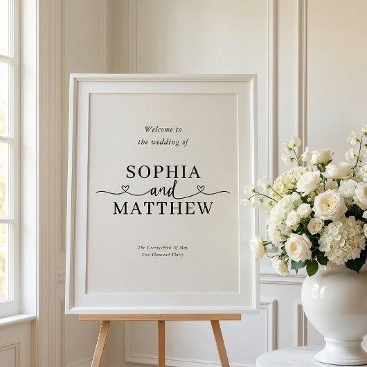 Poster Heart Script Minimalist Wedding Welcome Sign