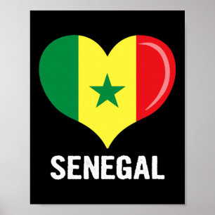 Poster Heart Sénégal Drapeau Hommes Femmes Enfants Patrio