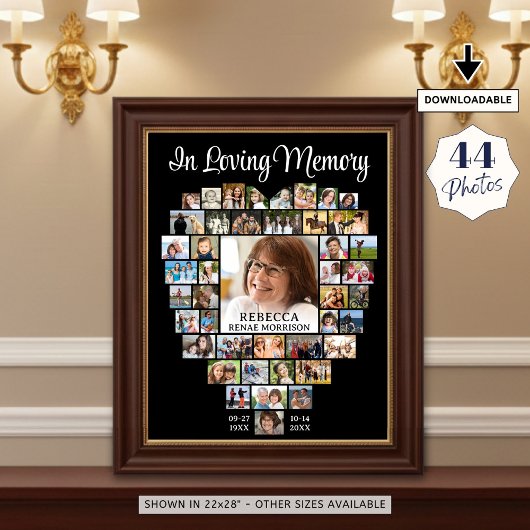 Poster Heart Shape 44 Photos Funeral Memorial