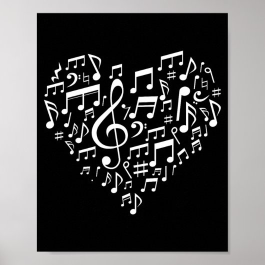 Poster Heart Shape Musical Notes Music Lovers Gift Valent (Devant)