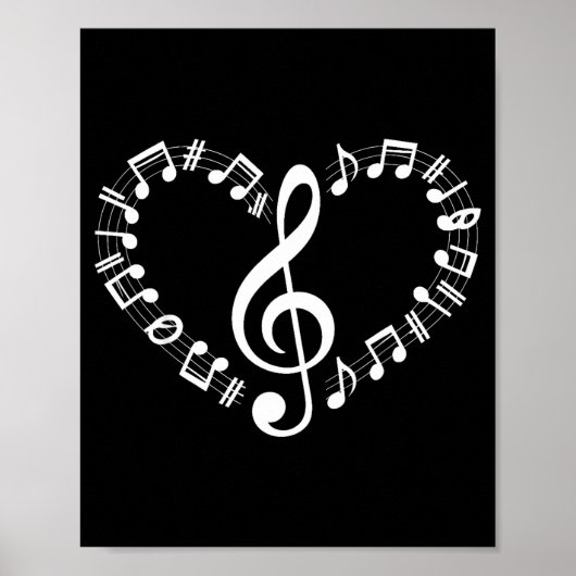Poster Heart Shape Musical Notes Music Lovers Happy Valen (Devant)