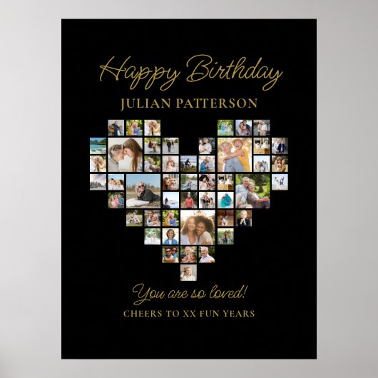 Poster Heart Shaped Photo Collage Birthday Party Welcome (Devant)