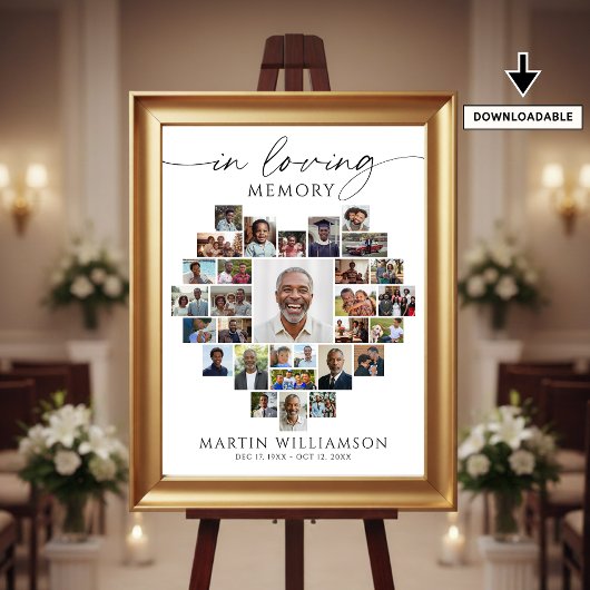 Poster Heart Shaped Photo Collage In Loving Memory