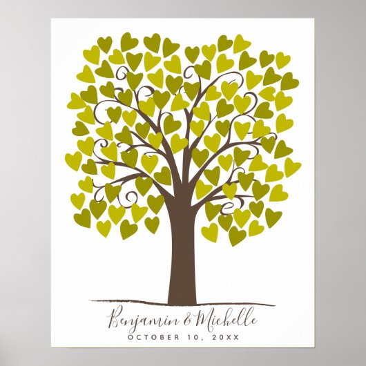 Poster Heart Tree - 100 Signature Guest Book Alternative (Devant)