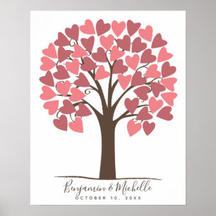 Poster Heart Tree - 50 Signature Guest Book Alternative