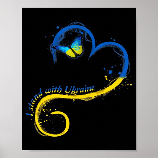 Poster Heart Ukraine Butterfly Ukrainian Flag I (Devant)