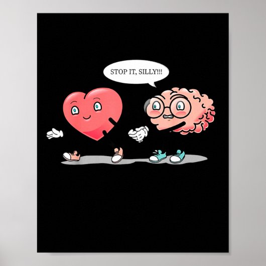 Poster Heart Vs Brain Heart Leading Brain Valentines  (Devant)