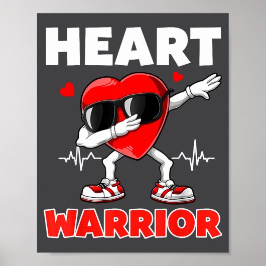 Poster Heart Warrior Heart Disease Awareness Month Red He (Devant)