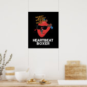Poster Heartbeat Boxer Funny Music Heart Pun Dark BG (Cuisine)