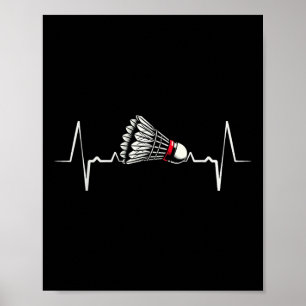 Poster Heartbeat Ecg Shuttle Badminton Player Shuttle