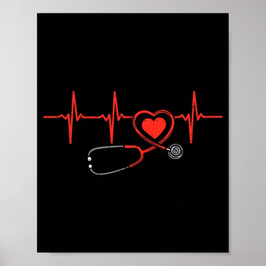 Poster Heartbeat Scrub Valentine Nurse Valentines Day Rn (Devant)
