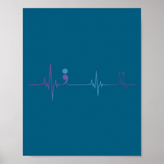 Poster Heartbeat Semicolon Suicide Prevention Awareness (Devant)