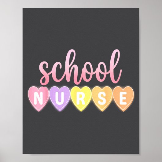 Poster Hearts School Nurse Medical Istant Valentines Day  (Devant)
