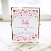 Poster Hearts Valentine Ne pas dire Baby shower bébé jeu
