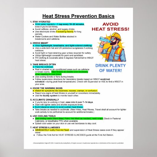 Poster Heat Stress Illness Prevention Basics (Devant)