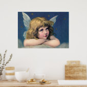 Poster Heavenly angel daydreaming on a cloud in the sky (Cuisine)