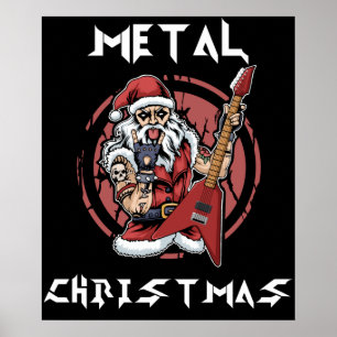 Poster Heavy metal Christmas Santa Rock Horns Metalhead