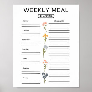 Poster hebdomadaire du planificateur de repas
