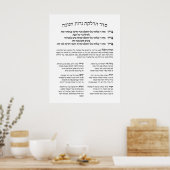 Poster Hébreu Hadlakat Nerot Chanukah - Bénédiction Menor (Cuisine)