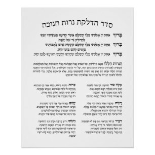 Poster Hébreu Hadlakat Nerot Chanukah - Bénédiction Menor