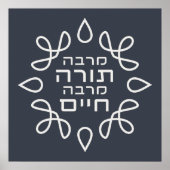 Poster Hébreu : Plus la Torah, plus la vie - Pirke Avot (Devant)