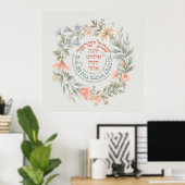 Poster Hébreu Shema Israël Dans Fleur Wreath Prière juive (Bureau à domicile)