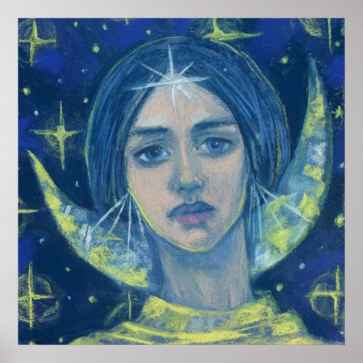 Poster Hécate, Déesse de la Lune, peinture pastel, imagin (Devant)