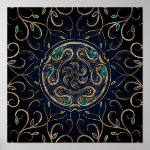 Poster Hecate Roue Ornament Marbre et Or