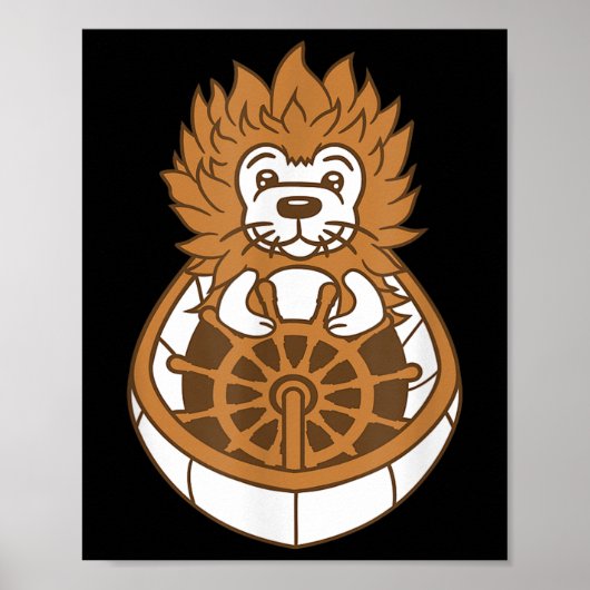 Poster Hedgehog Captain Skipper Sails Cute Cartoon Sailor (Devant)