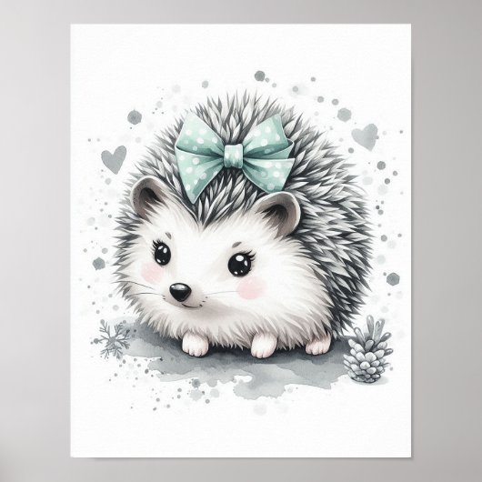 Poster Hedgehog Forest Nursery Wall Art (Devant)