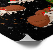Poster Hedgehog Santa Sleigh Flying Funny Magical Christm (Coin)