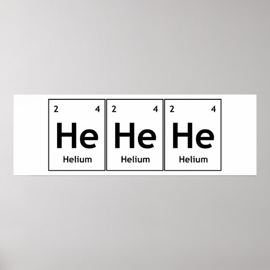 Poster HeHeHeHe Helium, élément table périodique Word Sci (Devant)