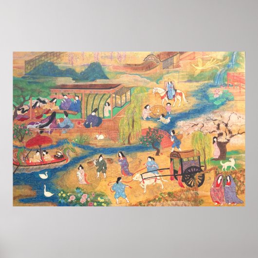 Poster Heian Courtyard Scene: Tales from a Gilded Scroll (Devant)