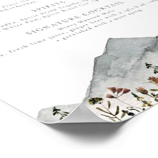 Poster HEIDI Boho Mountain Flower Buvez Bar Menu (Coin)