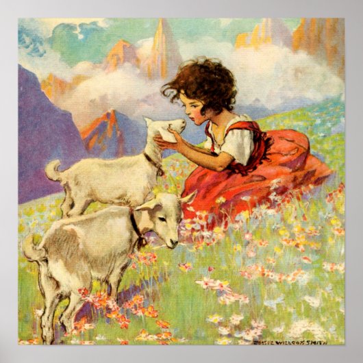 Poster "Heidi et ses chèvres" par Jessie Willcox Smith (Devant)