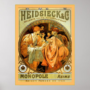 Poster Heidsieck et Cie. Mucha vintage Champagne