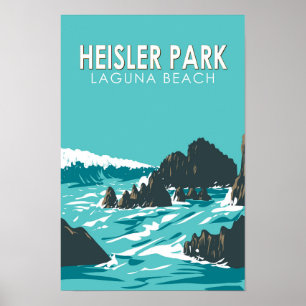 Poster Heisler Park California Travel Art Vintage