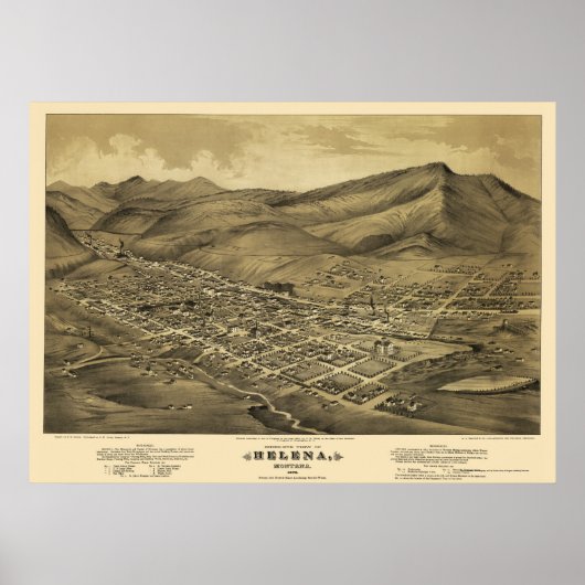 Poster Helena, MT Carte panoramique - 1875 (Devant)