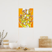 Poster Heliconia Rostrata Fleurs tropicales Jaune Floral (Cuisine)