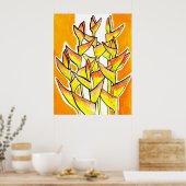 Poster Heliconia Rostrata, Lobster Claw, fleurs tropicale (Cuisine)