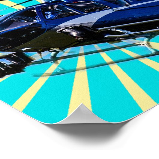 Poster Hélicoptère bleu (Coin)